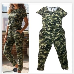 Tacera  women’s casual goth  green camo cap sleeve jumper